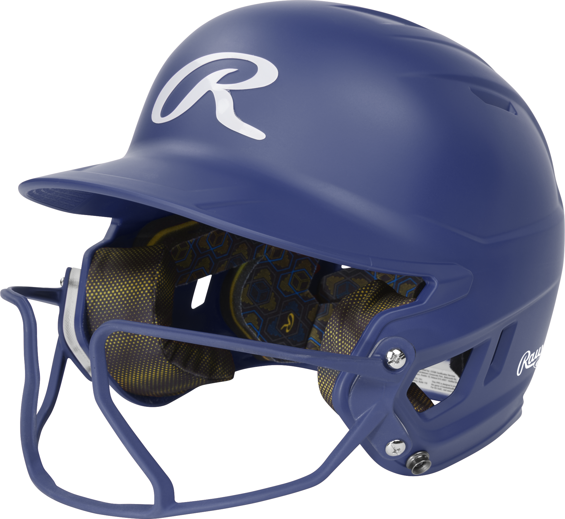 Rawlings Mach Hi-Viz Senior Matte Batting Helmet With Hi-Viz Face Guard - Royal