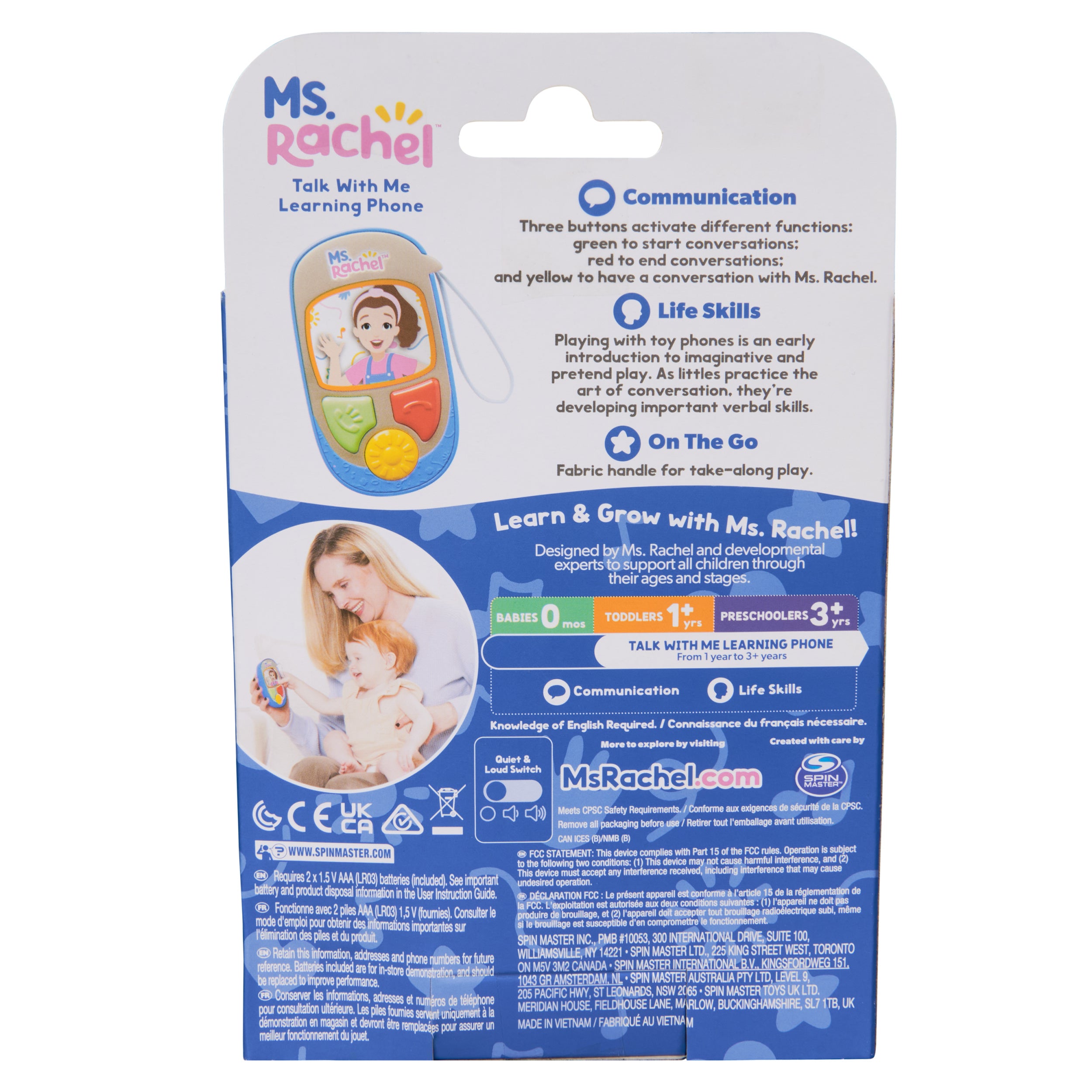 Ms. Rachel Official Electronic Talk with Me Learning Phone with Conversational Phrases, Educational Toys & Toddler Toys for Girls & Boys Ages 1-3+