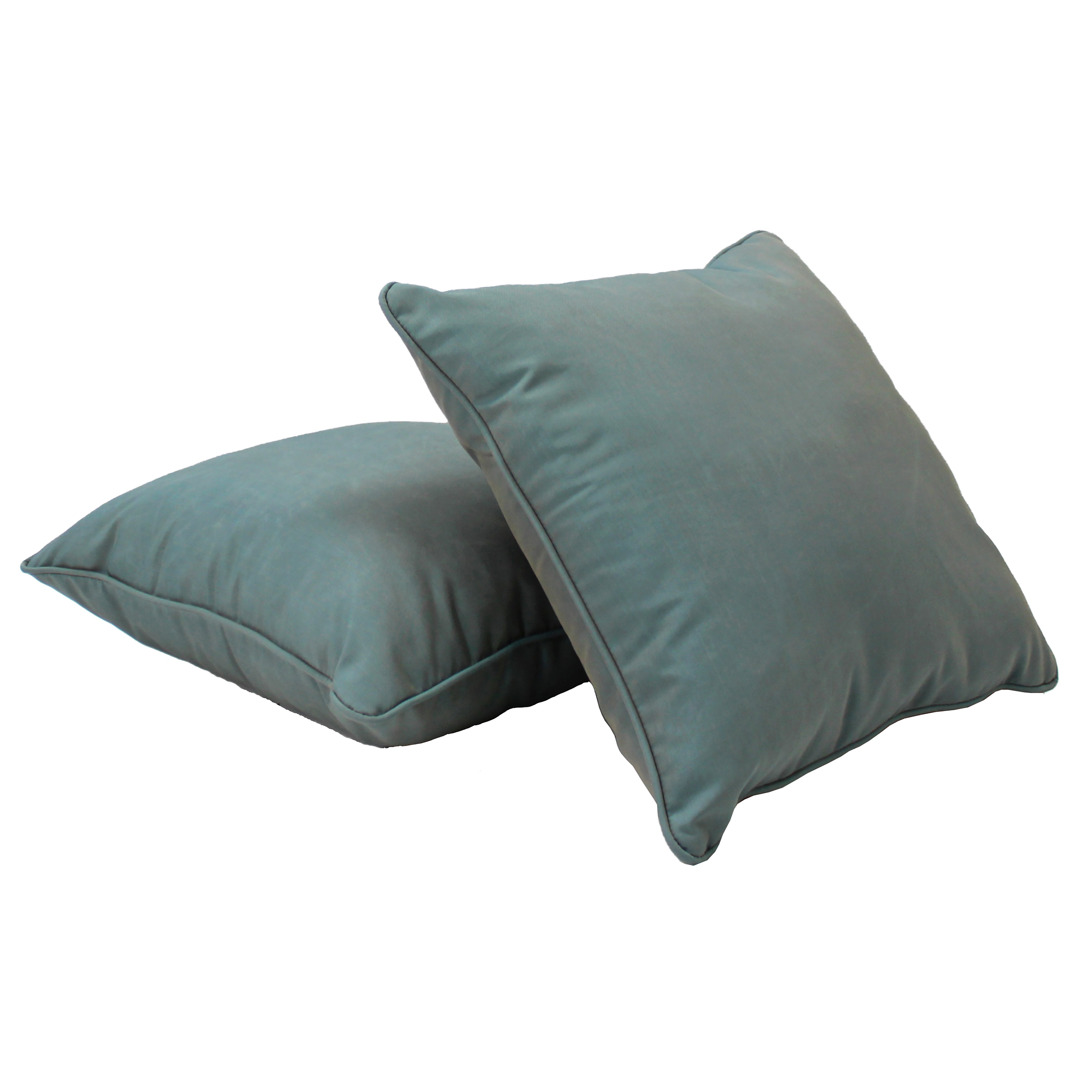 Presidio 24" x 24" Square Indoor/Outdoor Pillow with Piping, 2-Piece - Dusty Turquoise