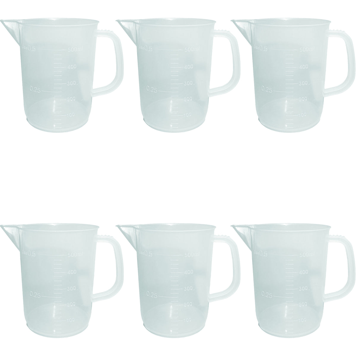 Beaker, Jug, Polypropylene, 500ml, Pack of 6