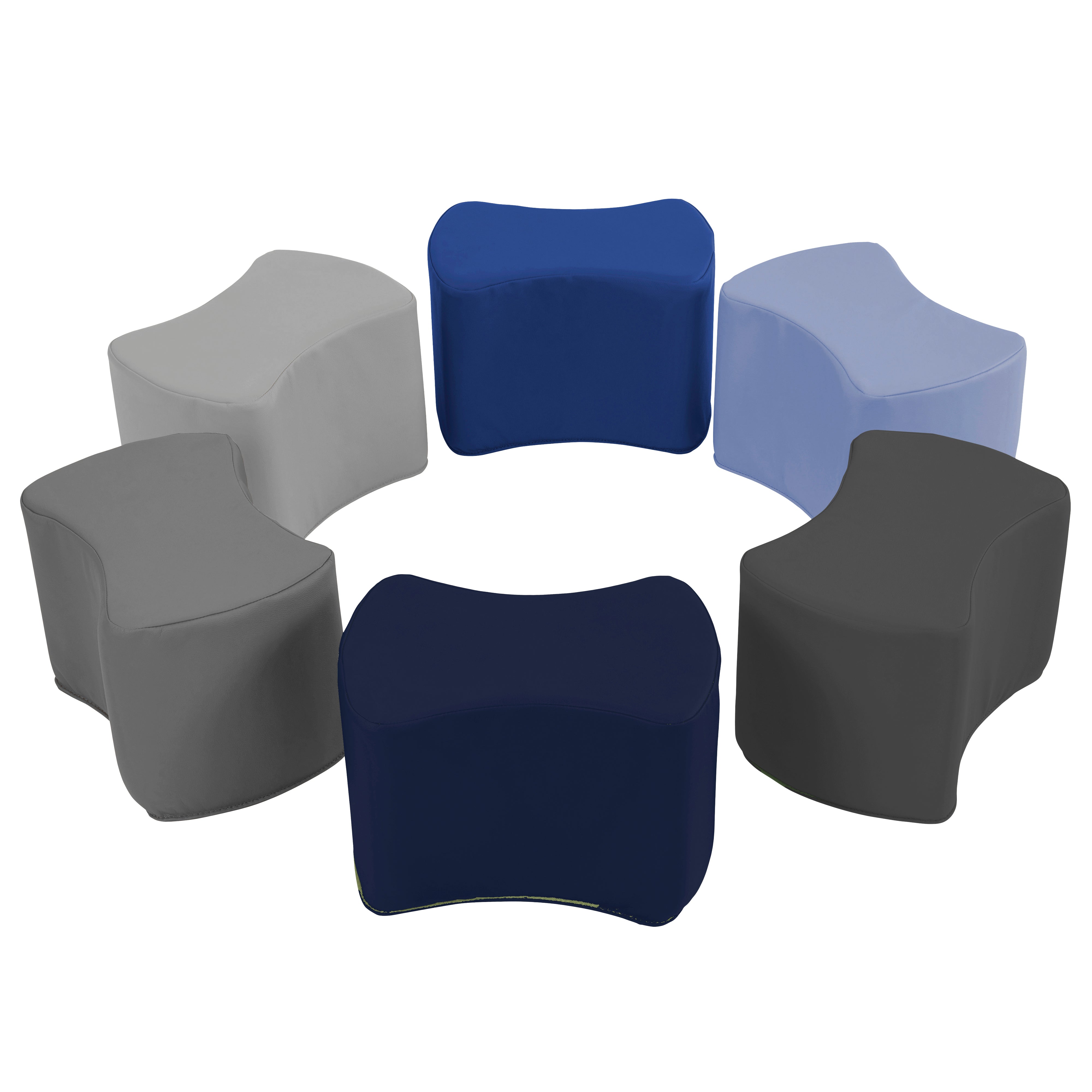 SoftScape Butterfly Seating Set 10" Height, 6-Piece - Navy/Powder Blue