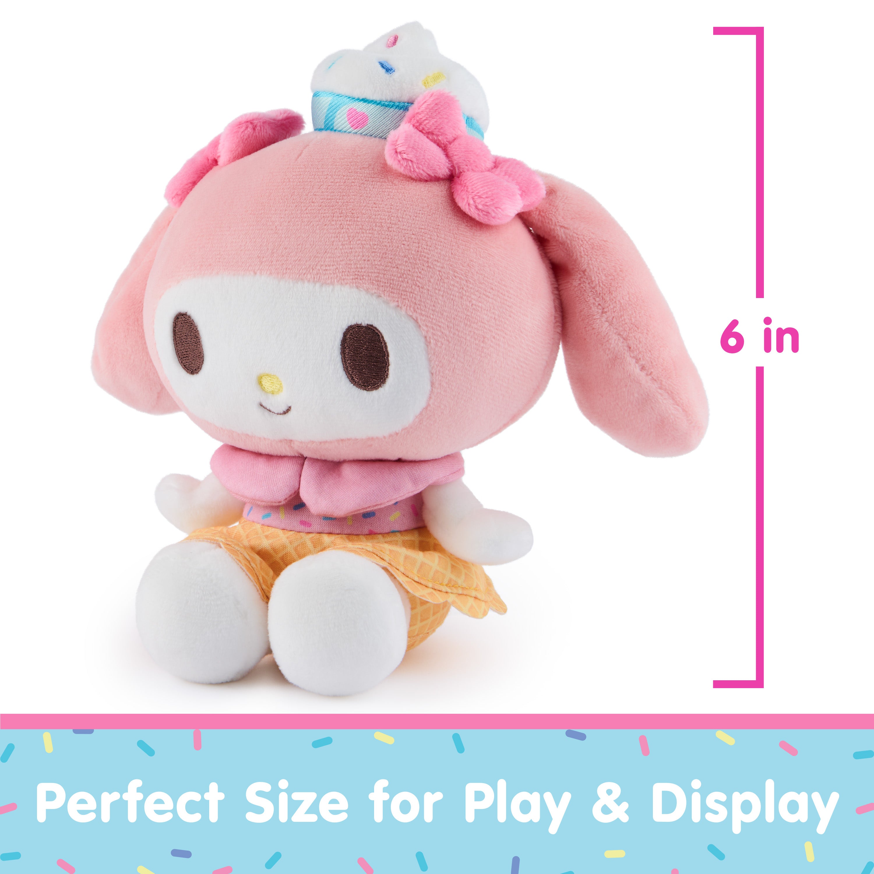 GUND Sanrio Hello Kitty and Friends My Melody Ice Cream Plush, Stuffed Animal for Ages 1 and Up, Pink/White, 6”
