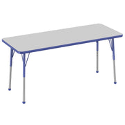 24" x 60" Rectangle Thermofused Activity Table with Adjustable Standard Ball Glide Legs - Gray/Blue