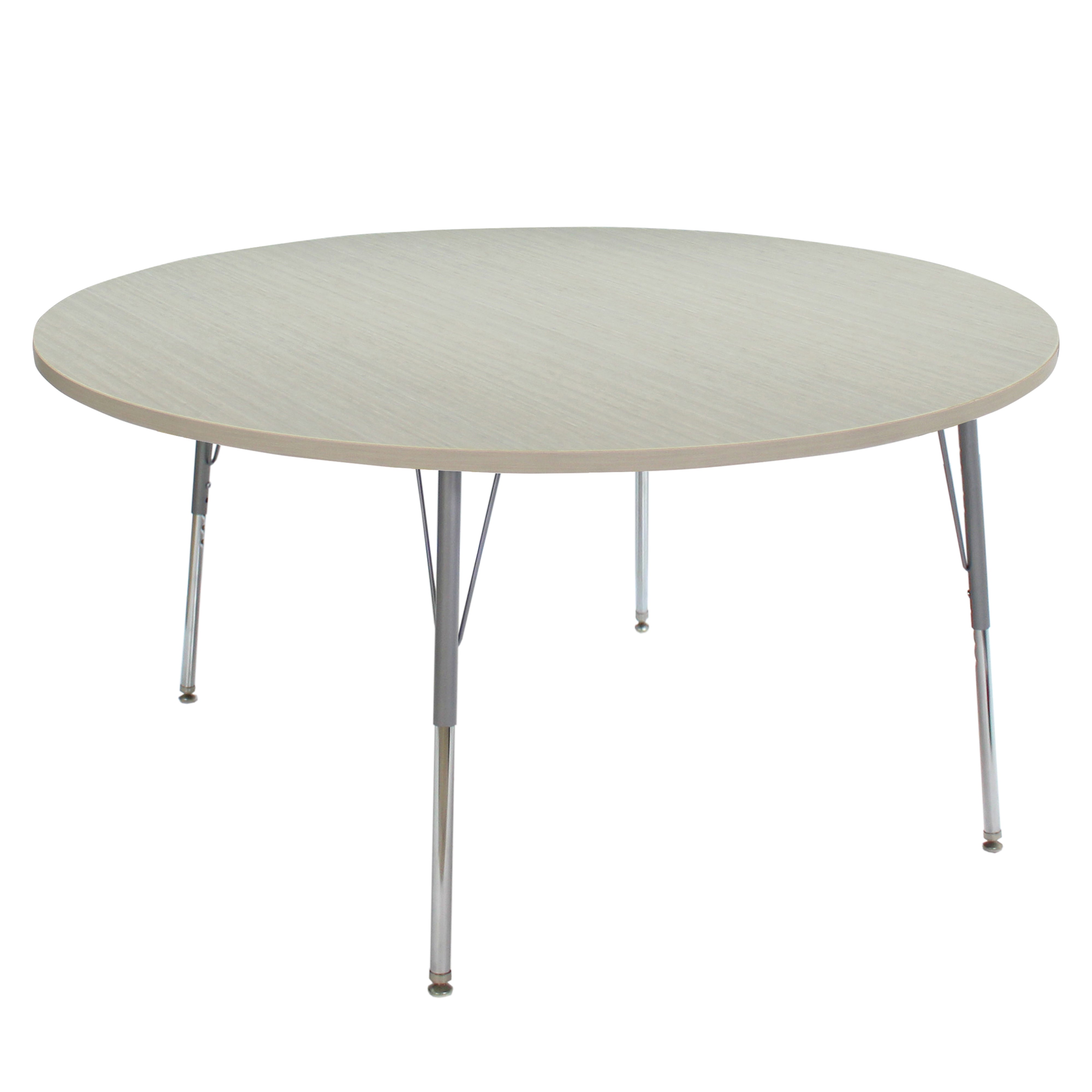 60" Round La Madera Activity Table with Standard Legs - Asian Sand/Silver