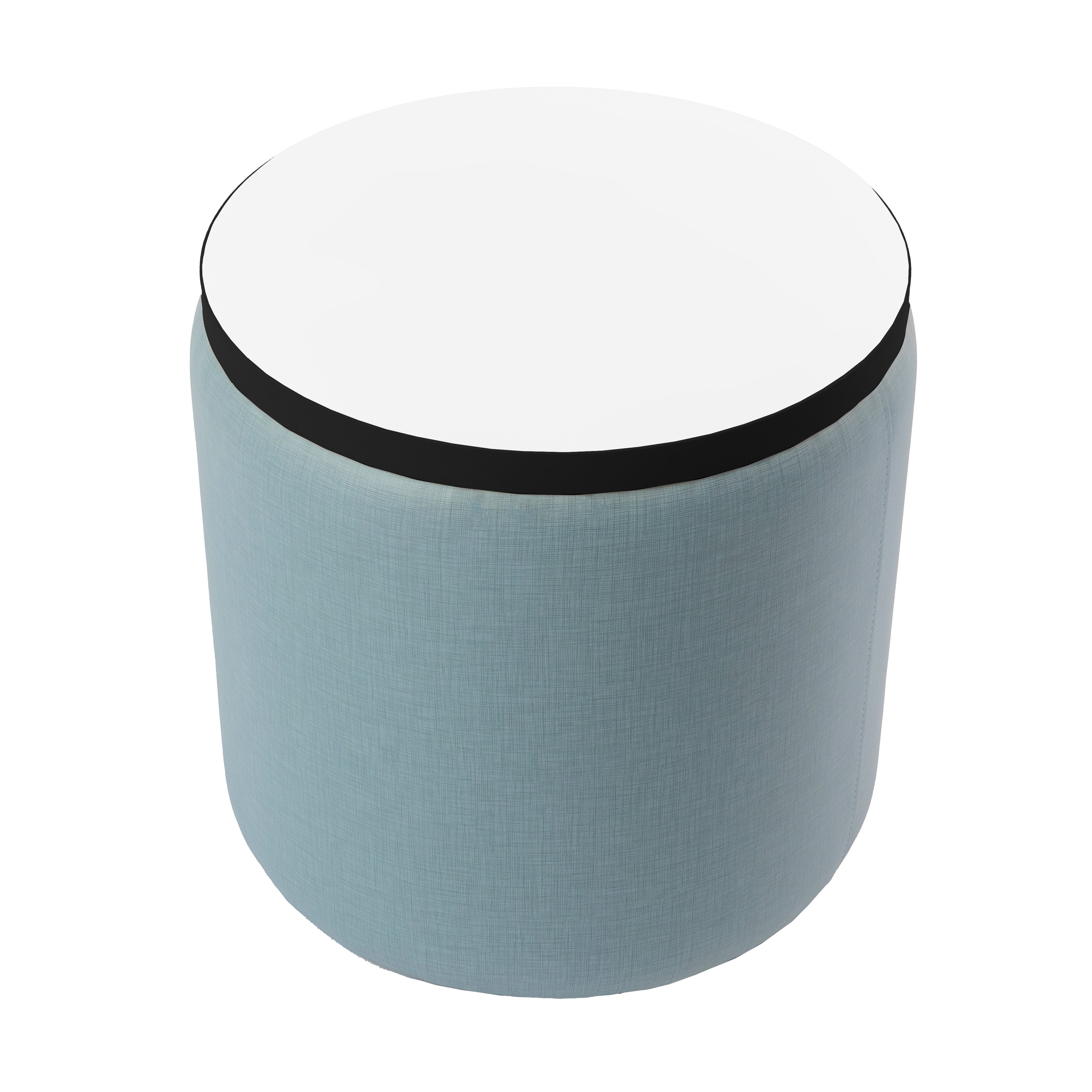 Pro Series Upholstered 18" Round Dry-Erase Ottoman Table 18" Height - Sky Blue Crosshatch/Whiteboard