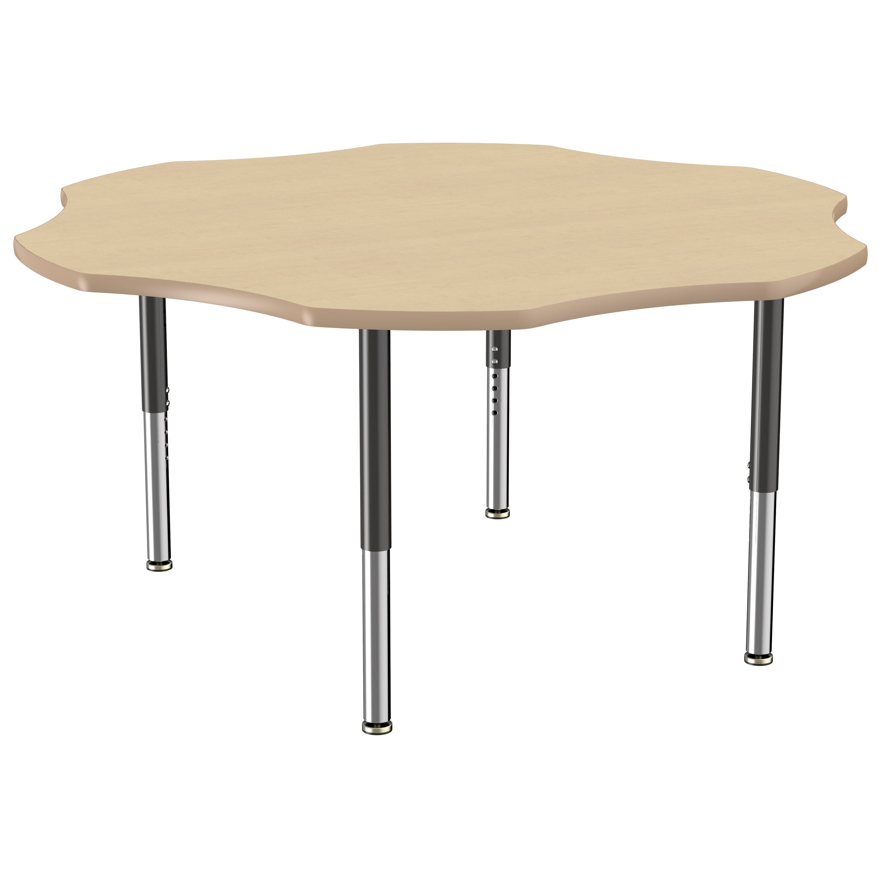 60" x 60" Flower T-Molding Activity Table with Adjustable Super Legs - Maple/Maple/Black