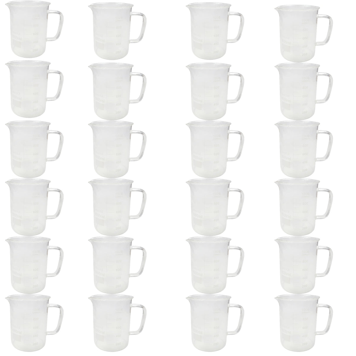 Beaker, Mug, Borosilicate Glass, 1000ml, with Handle and Pour Spout, Case of 24