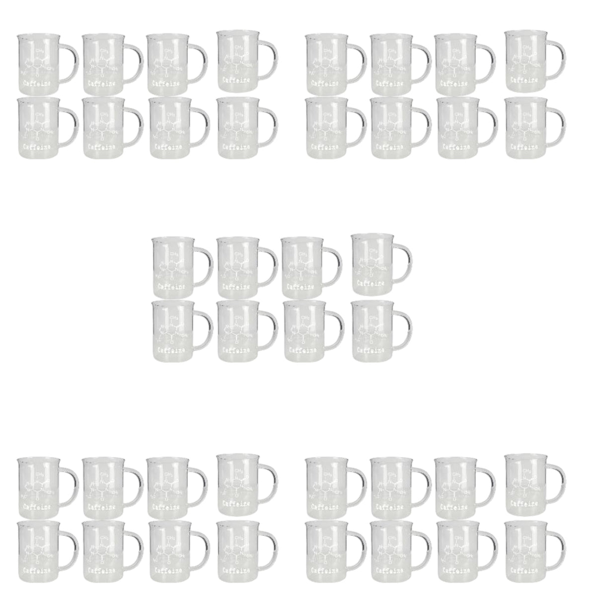 Beaker, Mug, Borosilicate Glass, 500ml, with Caffeine Symbol, Case of 40