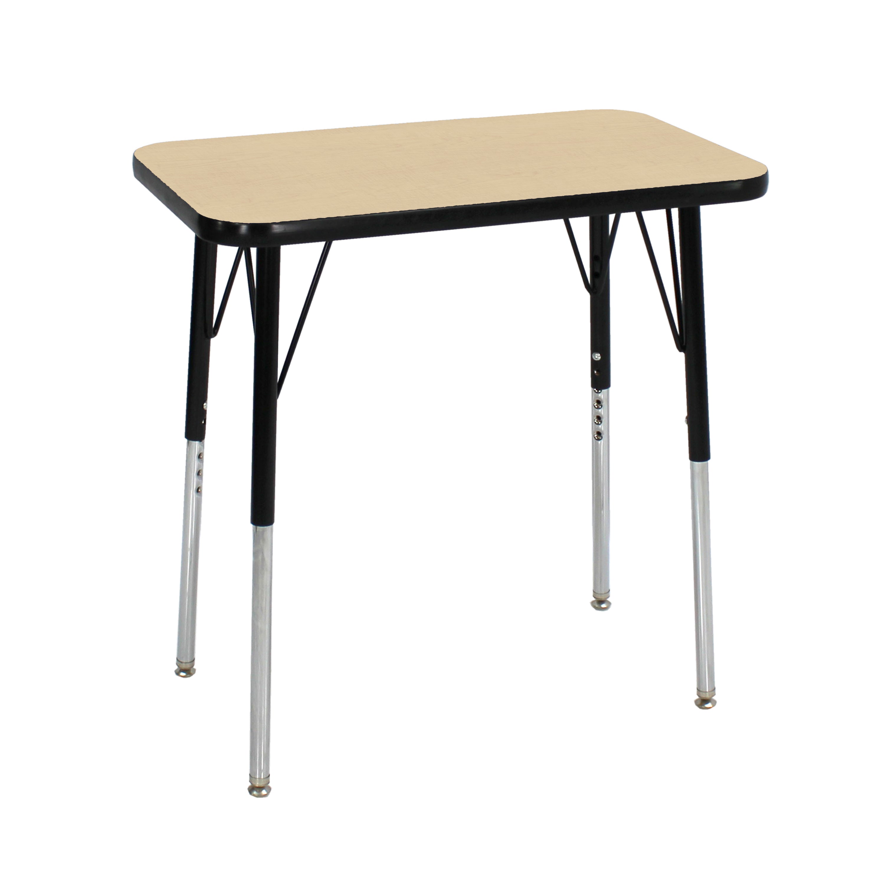 18" x 30" Rectangle T-Molding Activity Table with Adjustable Standard Swivel Glide Legs - Maple/Black