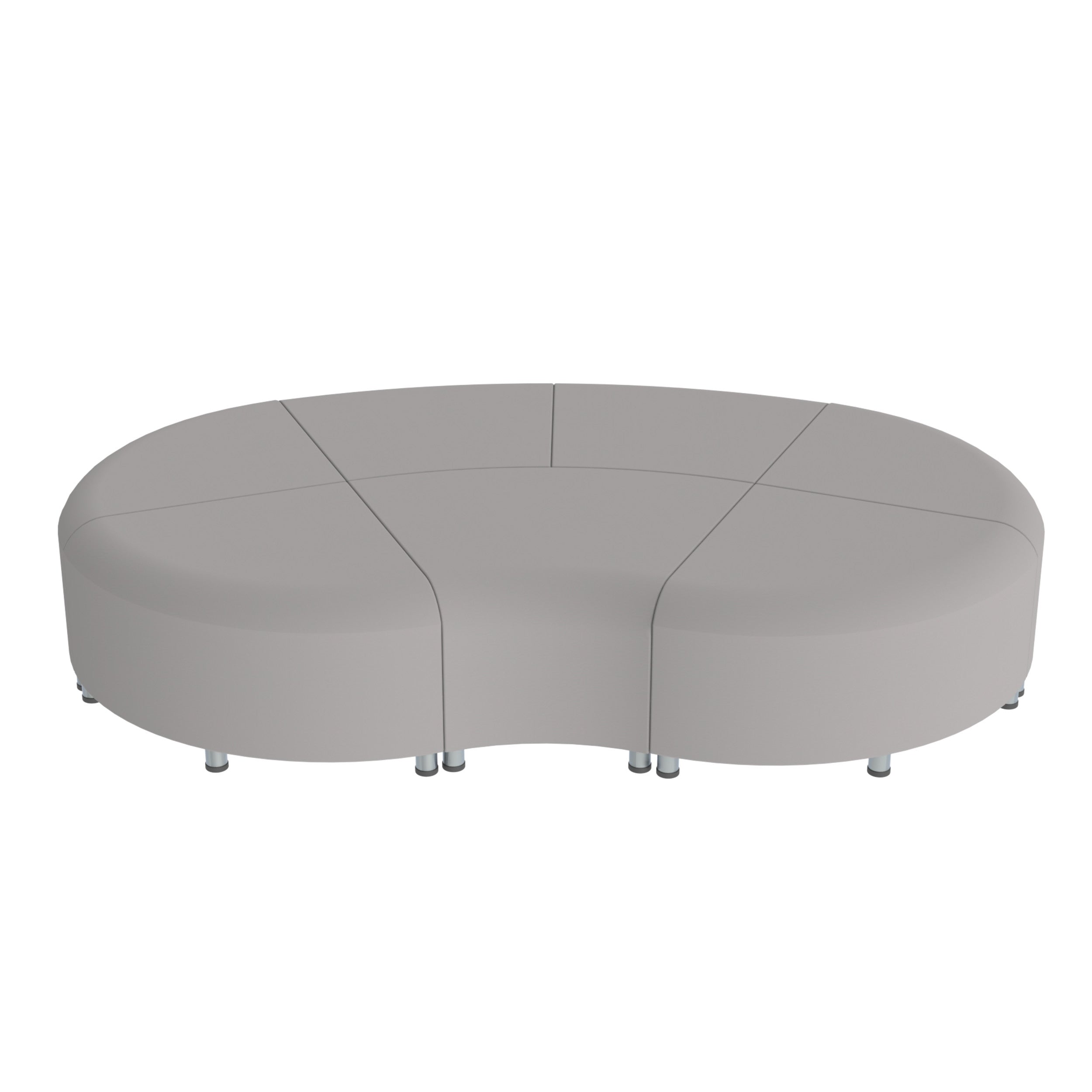 Pro Series Connect Curved Wavelet Backless Seating, 7-Piece Set - Gray