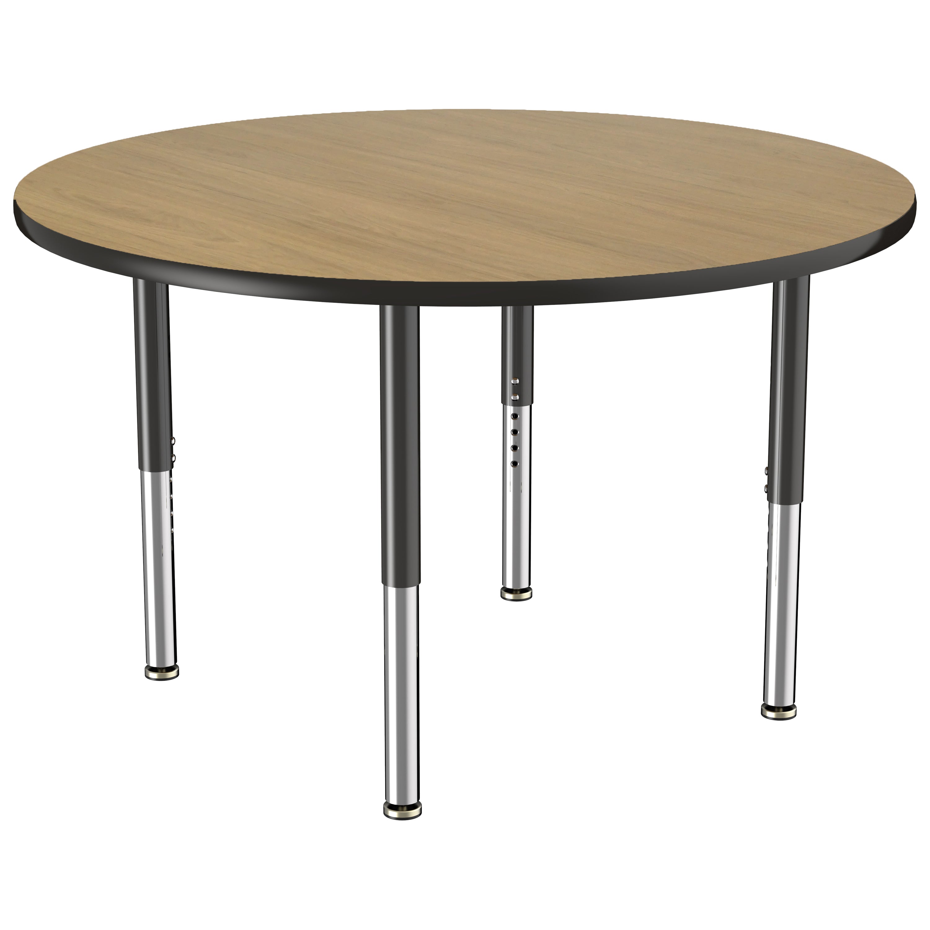 48" Round Thermofused Activity Table with Adjustable Super Legs - Pasadena Oak/Black