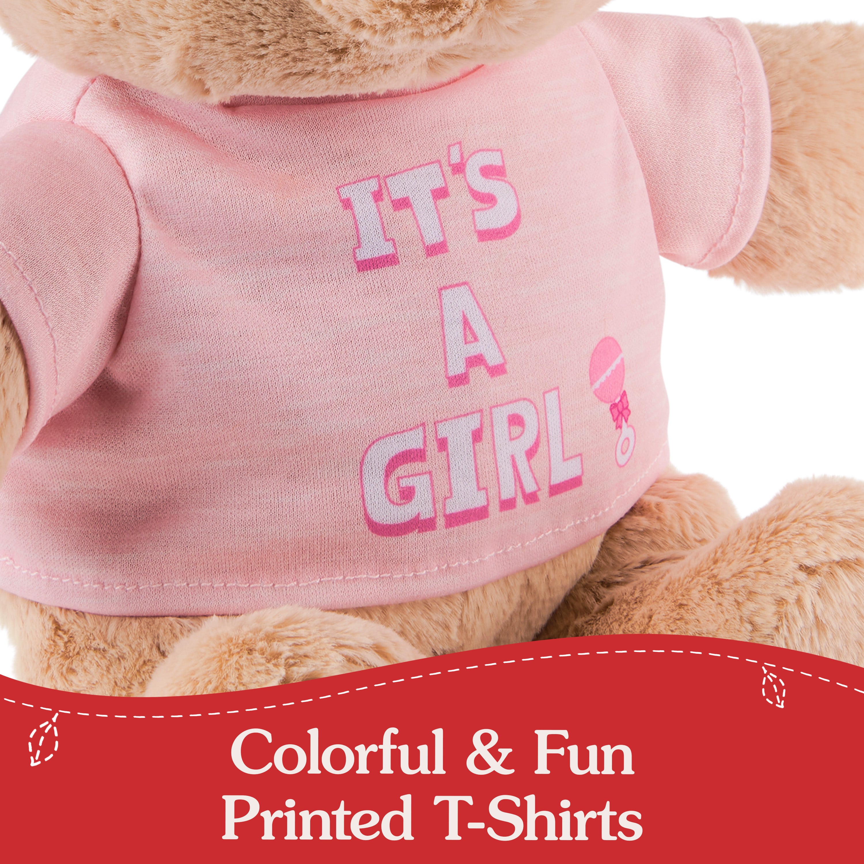 GUND “It's a Girl” Sustainable Message Bear with Pink T-Shirt, Teddy Bear Made from 100% Recycled Materials for Ages 1 and Up, Tan, 12”