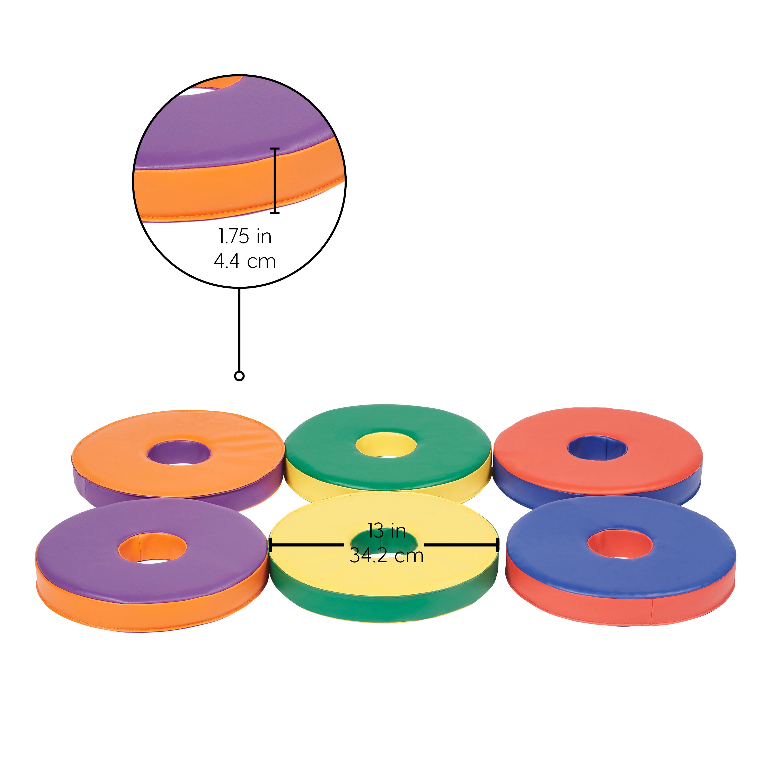 SoftScape Colorful Two-Tone Donut Cushions, 6-Piece - Assorted