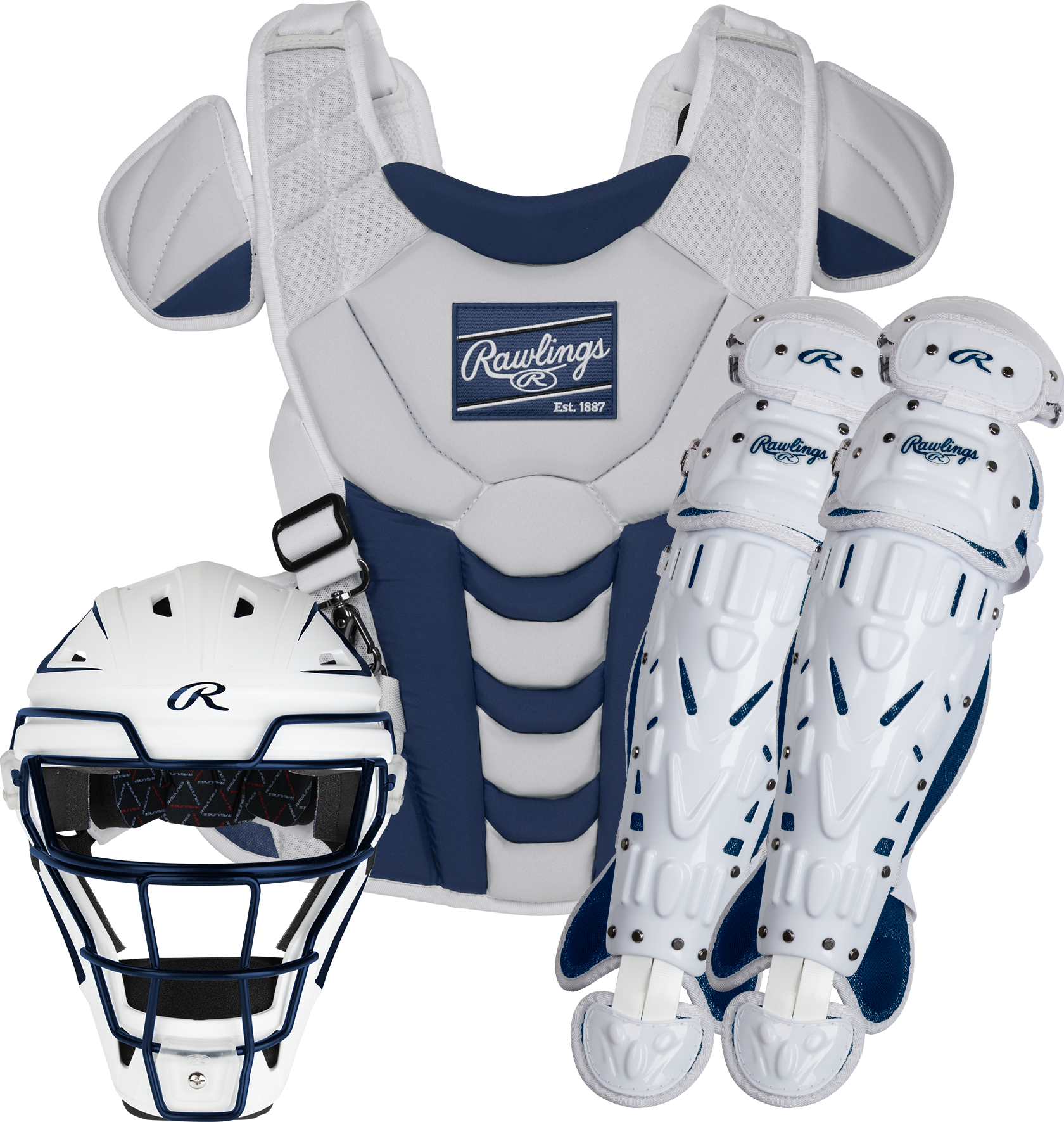Rawlings Velo 2.0 Series Softball Medium Catchers Set - Navy/White