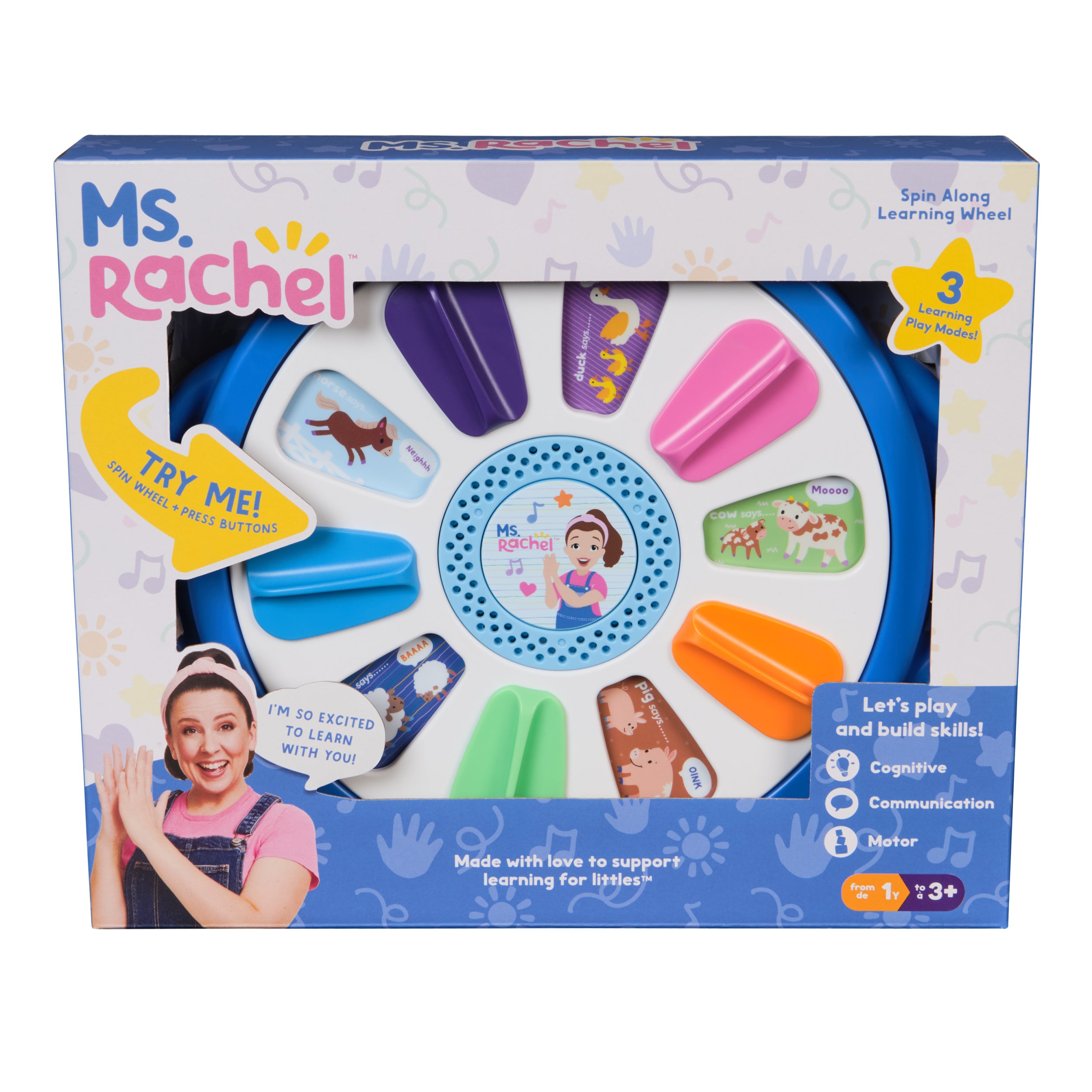 Ms. Rachel Official Spin Along Learning Wheel with 3 Learning Play Modes, Educational Toys & Toddler Toys for Girls & Boys Ages 1-3+