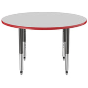 48" Round T-Molding Activity Table with Adjustable Super Legs - Gray/Red/Black
