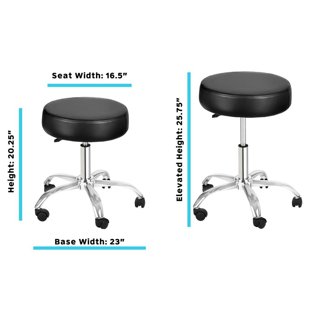 AdirOffice Black Adjustable Height Pneumatic Swivel Work Stool 2 Pack
