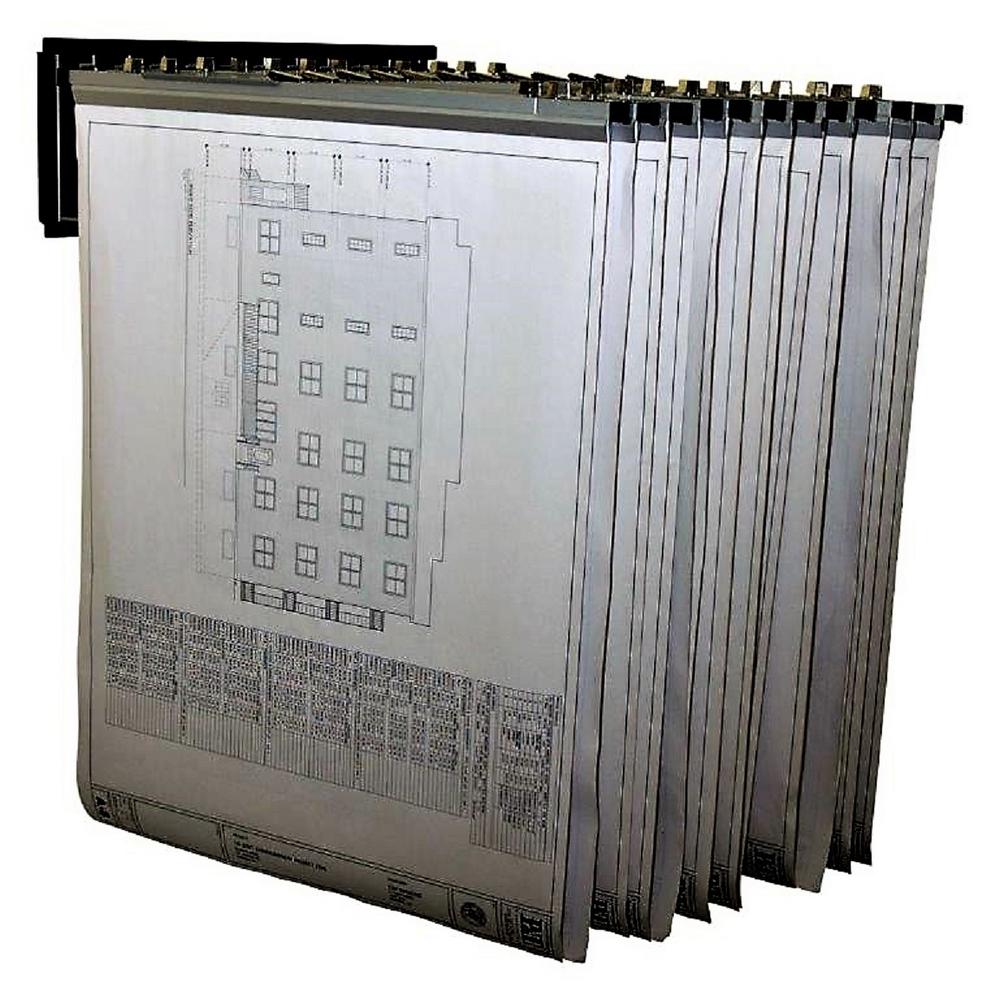 Large File Pivot Wall Rack for Blueprints, Black