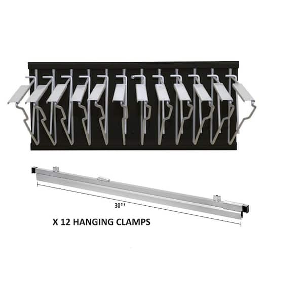 AdirOffice Black Steel Blueprint Large File Pivot Wall Rack with 30 inch Hanging Clamps
