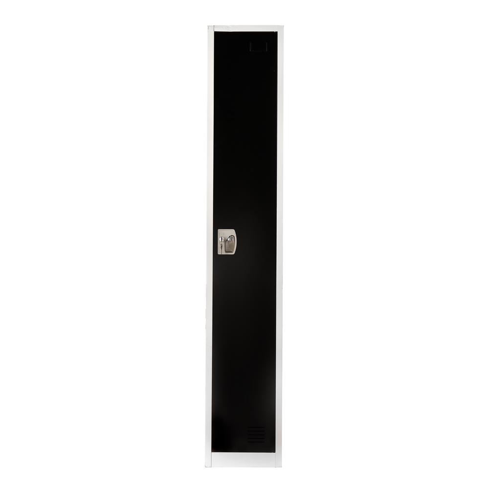 AdirOffice 72 in. x 12 in. x 12 in. 1-Compartment Steel Tier Key Lock Storage Locker in Black 2 Pack