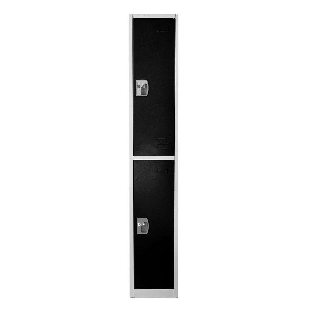 AdirOffice 72 in. x 12 in. x 12 in. Double-Compartment Steel Tier Key Lock Storage Locker in Black (2-Pack)