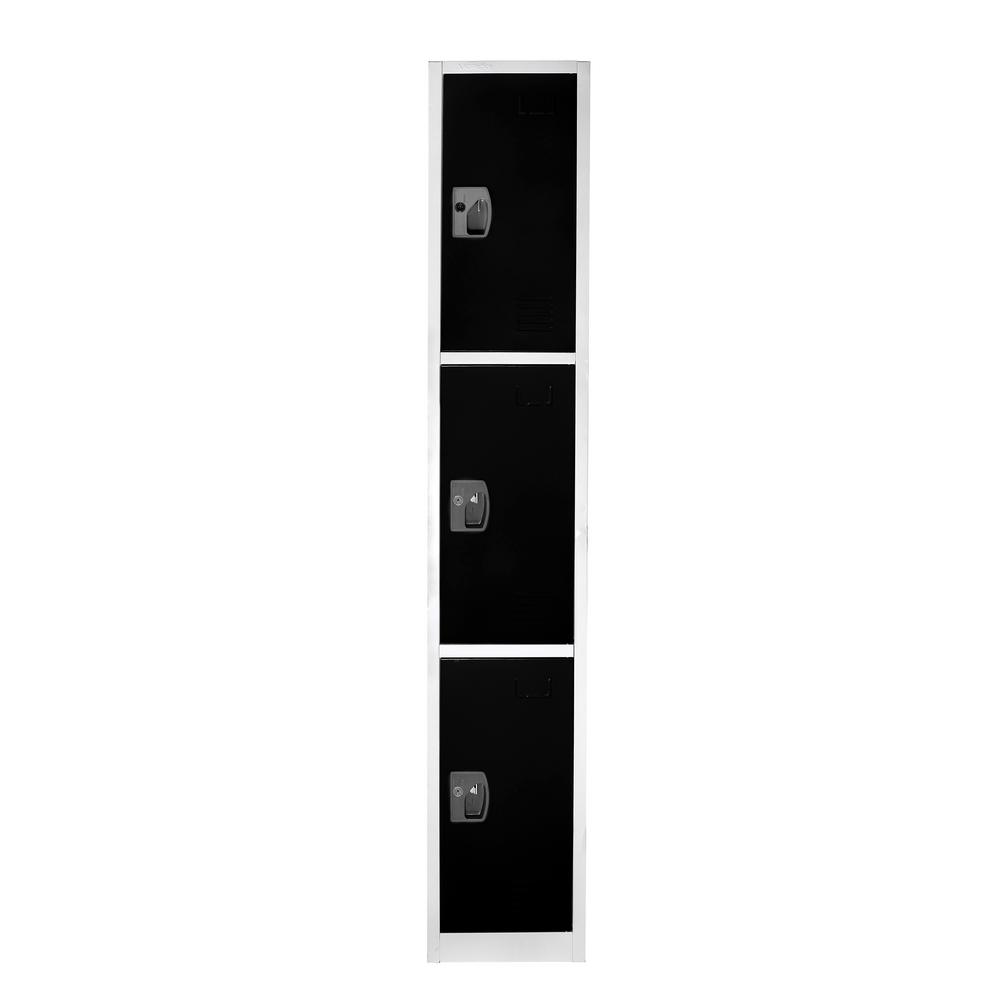 72 in. H x 12 in. W Triple-Compartment Steel Storage Locker
