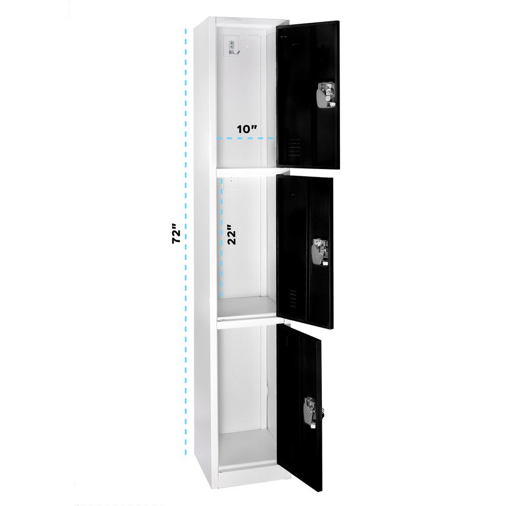 72 in. x 12 in. x 12 in. Triple-Compartment Steel Tier Key Lock Storage Locker in Black (4-Pack)