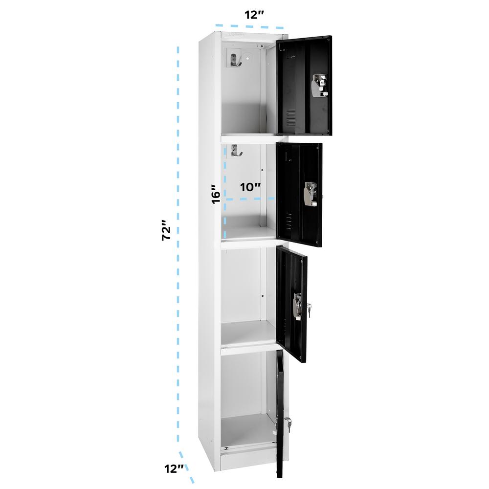 72 in. x 12 in. x 12 in. 4-Compartment Steel Tier Key Lock Storage Locker in Black (4-Pack)