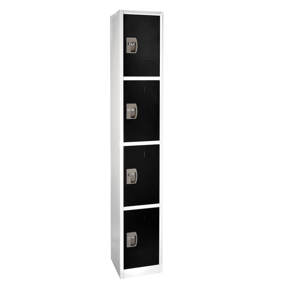 72 in. x 12 in. x 12 in. 4-Compartment Steel Tier Key Lock Storage Locker in Black 2 Pack