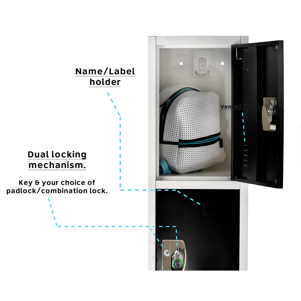 72 in. x 12 in. x 12 in. 4-Compartment Steel Tier Key Lock Storage Locker in Black 2 Pack