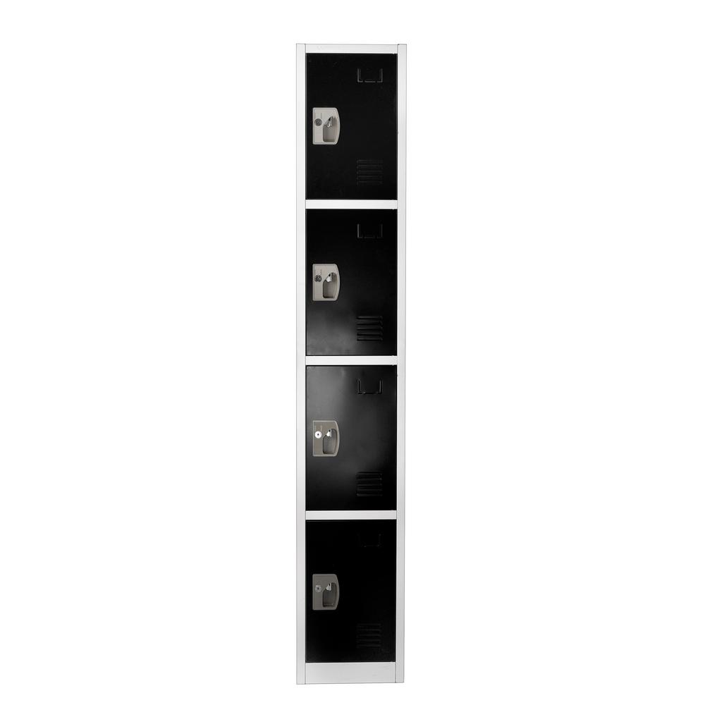 72 in. x 12 in. x 12 in. 4-Compartment Steel Tier Key Lock Storage Locker in Black (4-Pack)