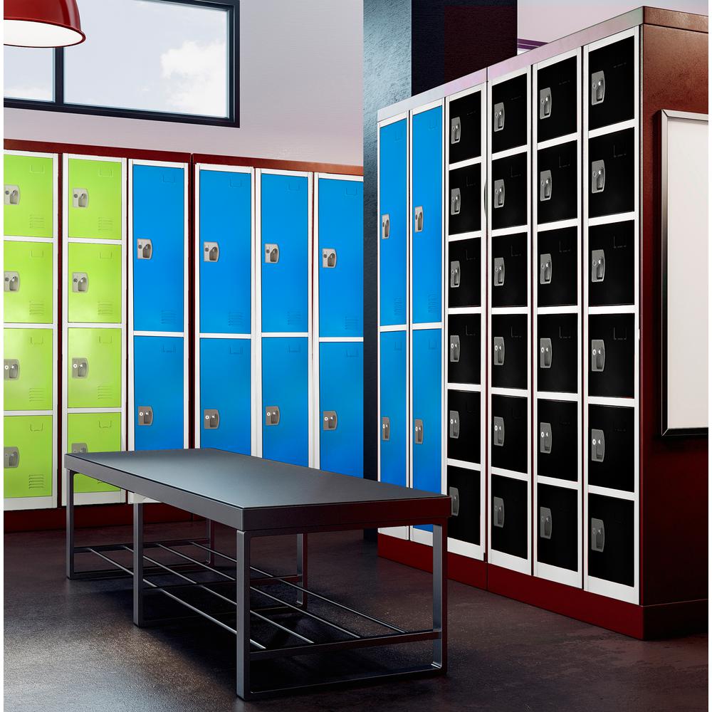 72 in. x 12 in. x 12 in. 6-Compartment Steel Tier Key Lock Storage Locker in Black 4 Pack