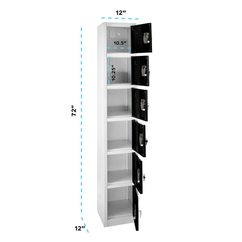 72 in. x 12 in. x 12 in. 6-Compartment Steel Tier Key Lock Storage Locker in Black 4 Pack