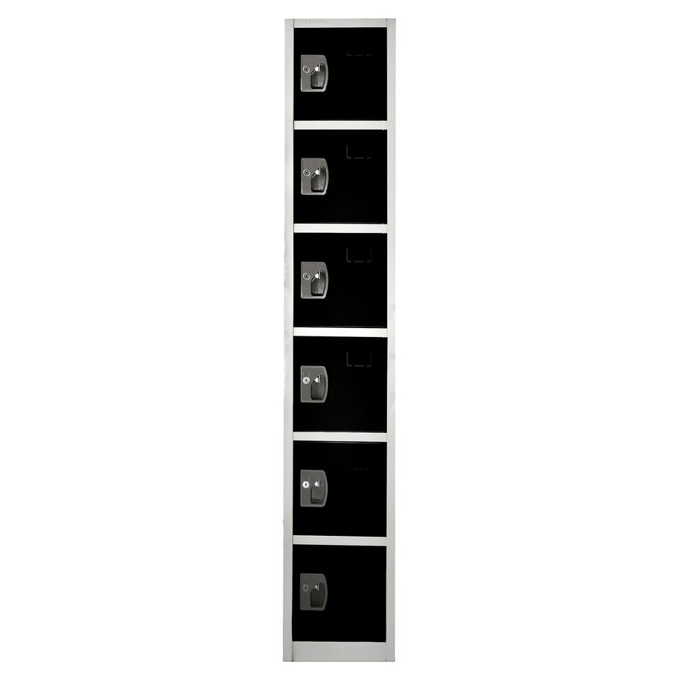 AdirOffice 72 in. x 12 in. x 12 in. 6-Compartment Steel Tier Key Lock Storage Locker in Black 2 Pack