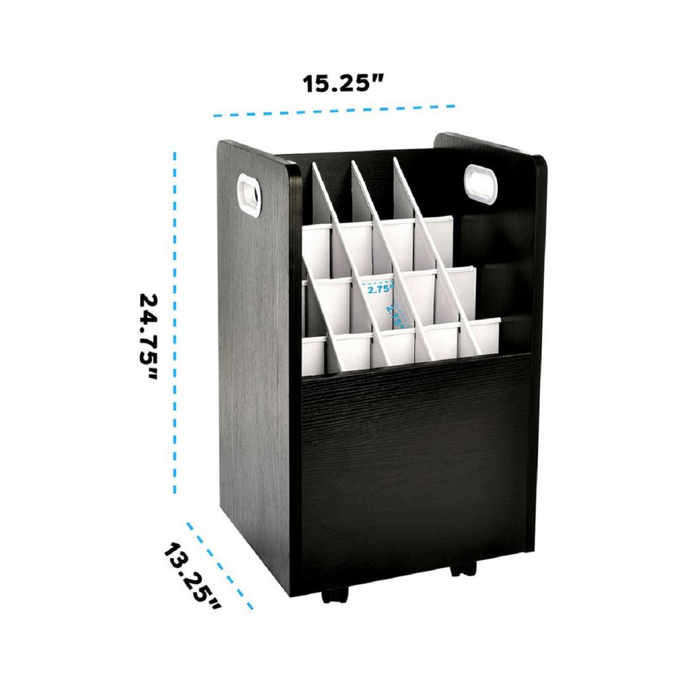 20-Slot Mobile Rolling Wood Blueprint Roll File Large Document Organizer