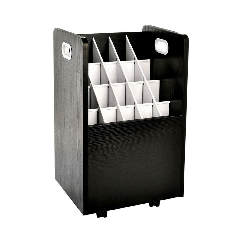 20-Slot Mobile Rolling Wood Blueprint Roll File Large Document Organizer