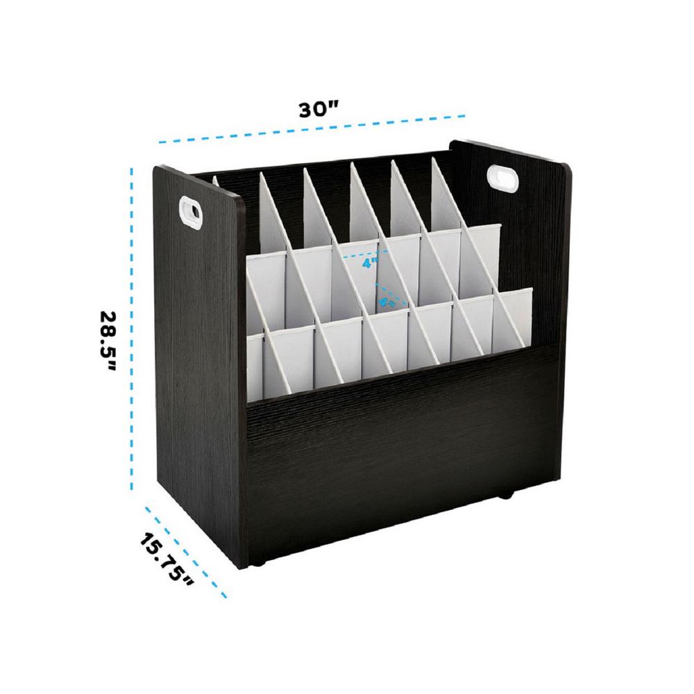 21-Slot Mobile Rolling Wood Blueprint Roll File Large Document Organizer