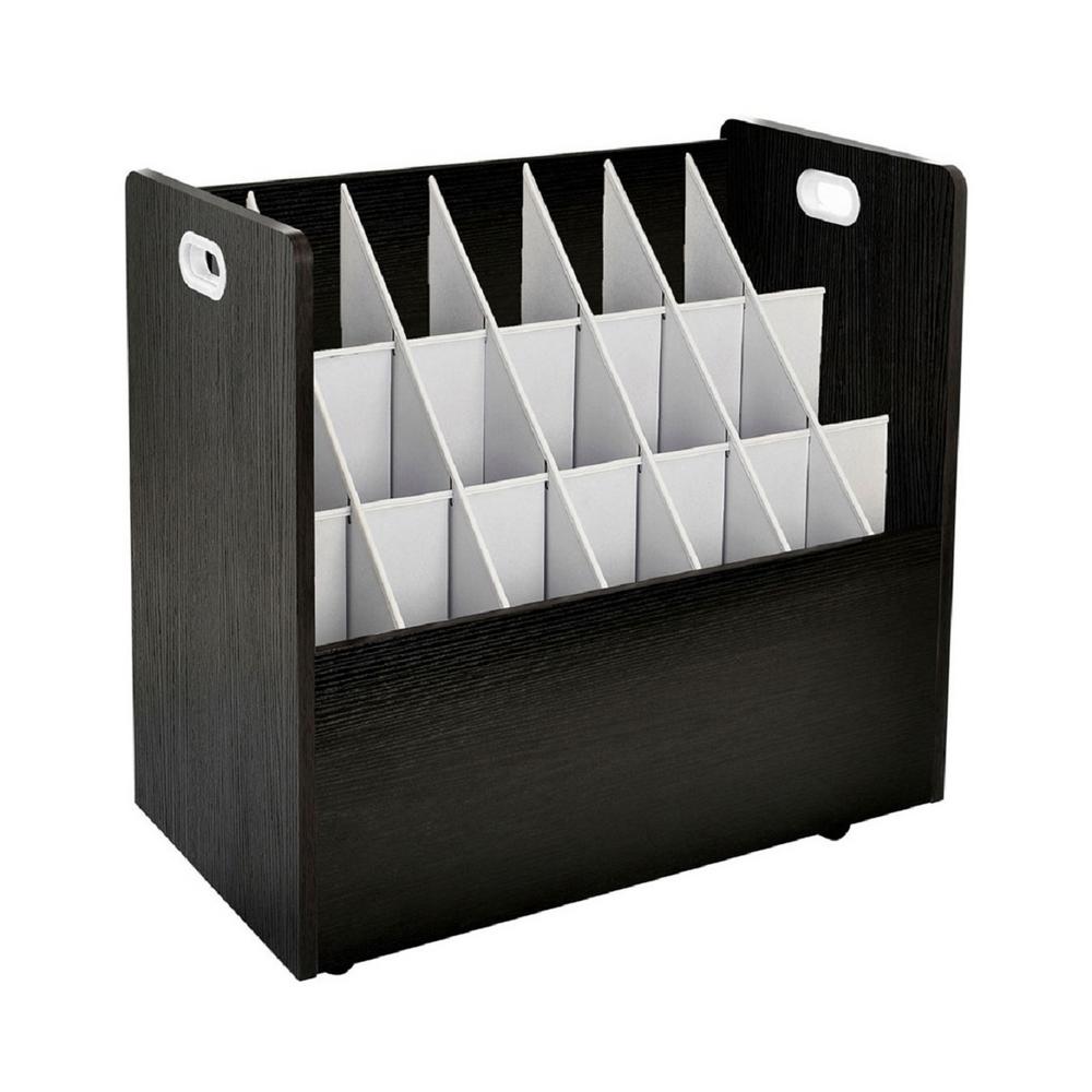 21-Slot Mobile Rolling Wood Blueprint Roll File Large Document Organizer