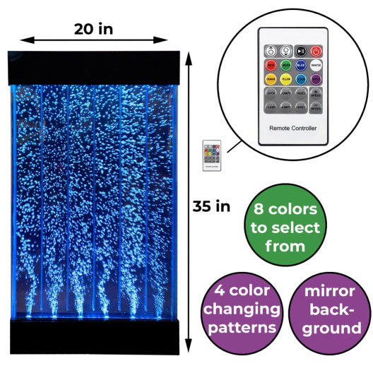 3ft Bubble Wall - Color Changing Lights - Wall Mounted (35" H x 5" W x 20" L)