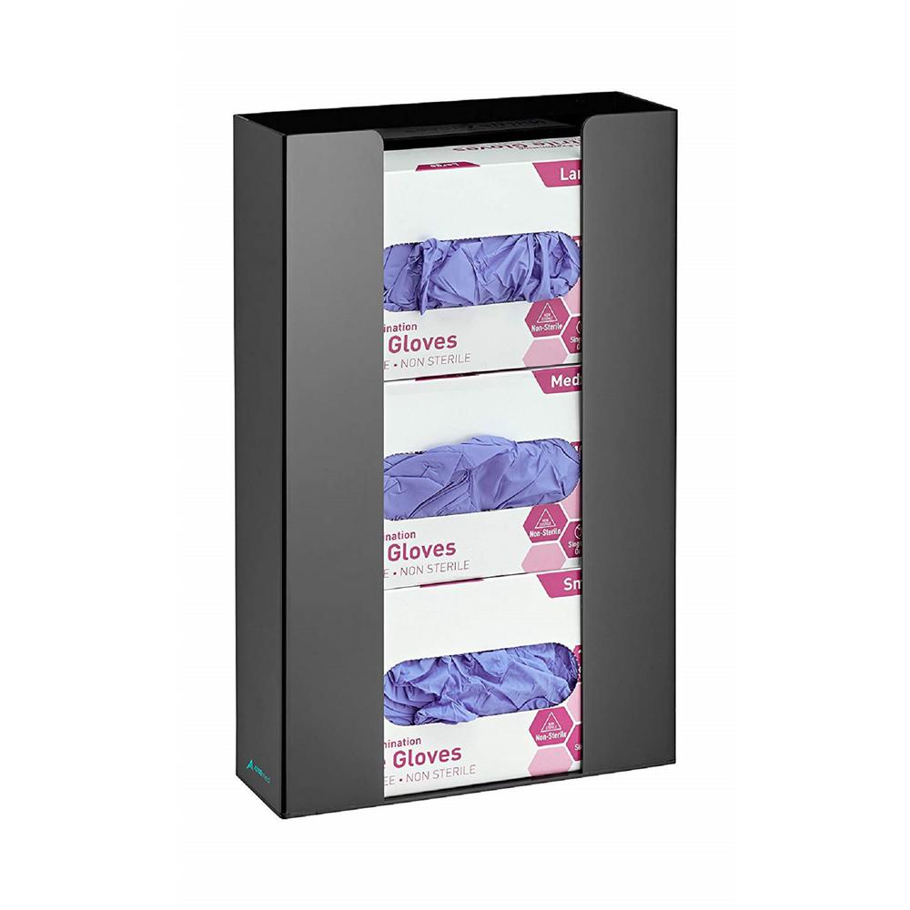 Triple Box Capacity Acrylic Black Glove Dispenser