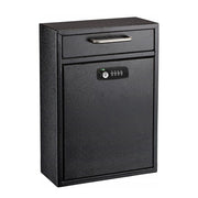 Black Large Drop Box Wall Mounted Locking Mail Box with Key and Combination lock with Suggestion Cards