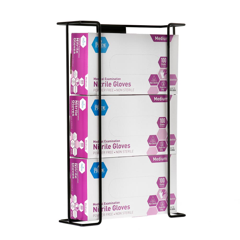Alpine Industries Triple Box Wire Wall Mount Glove Dispenser, Black
