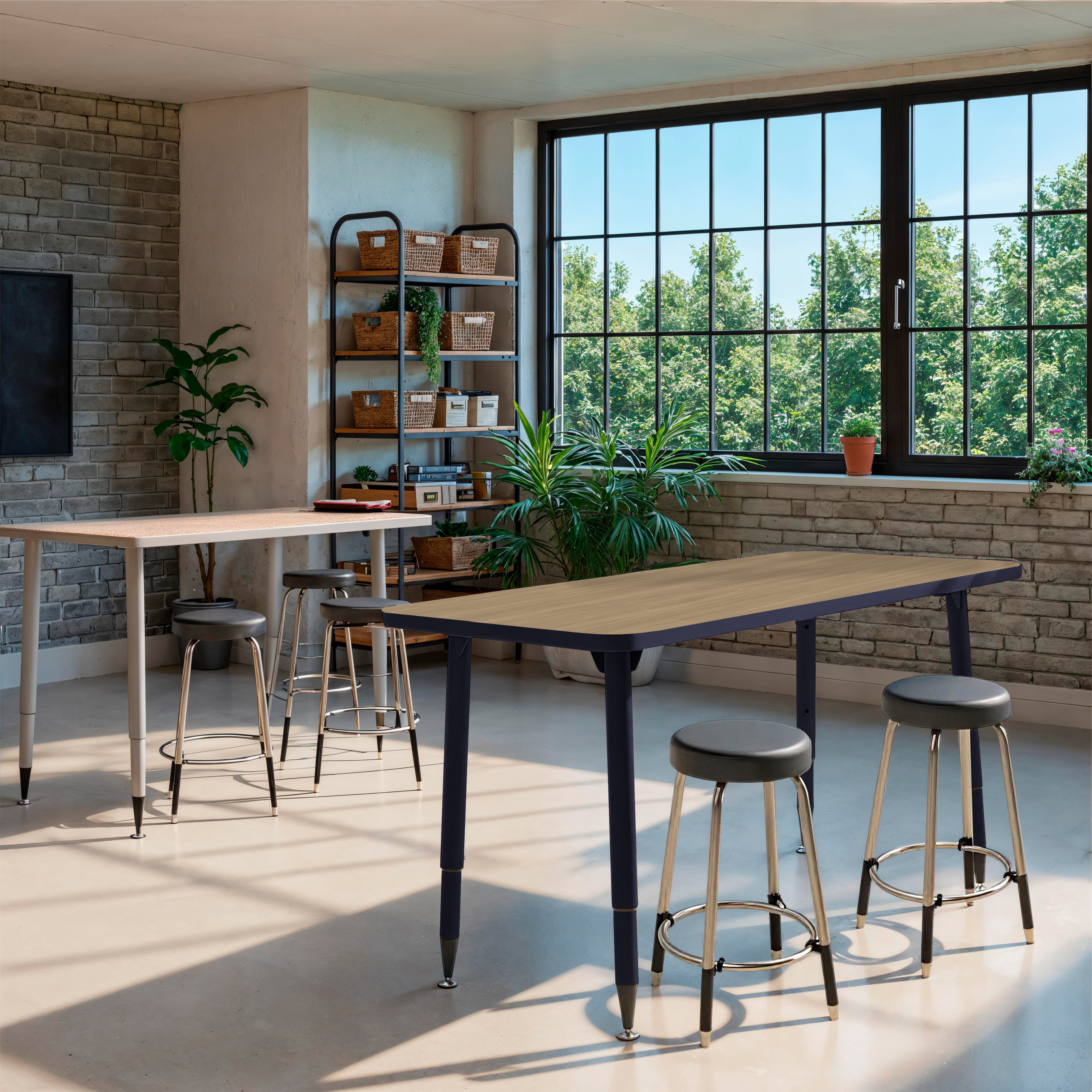 Adapte 24" x 48" Rectangle Thermofused Activity Table with Adjustable Tapered Legs - Pasadena Oak/Navy