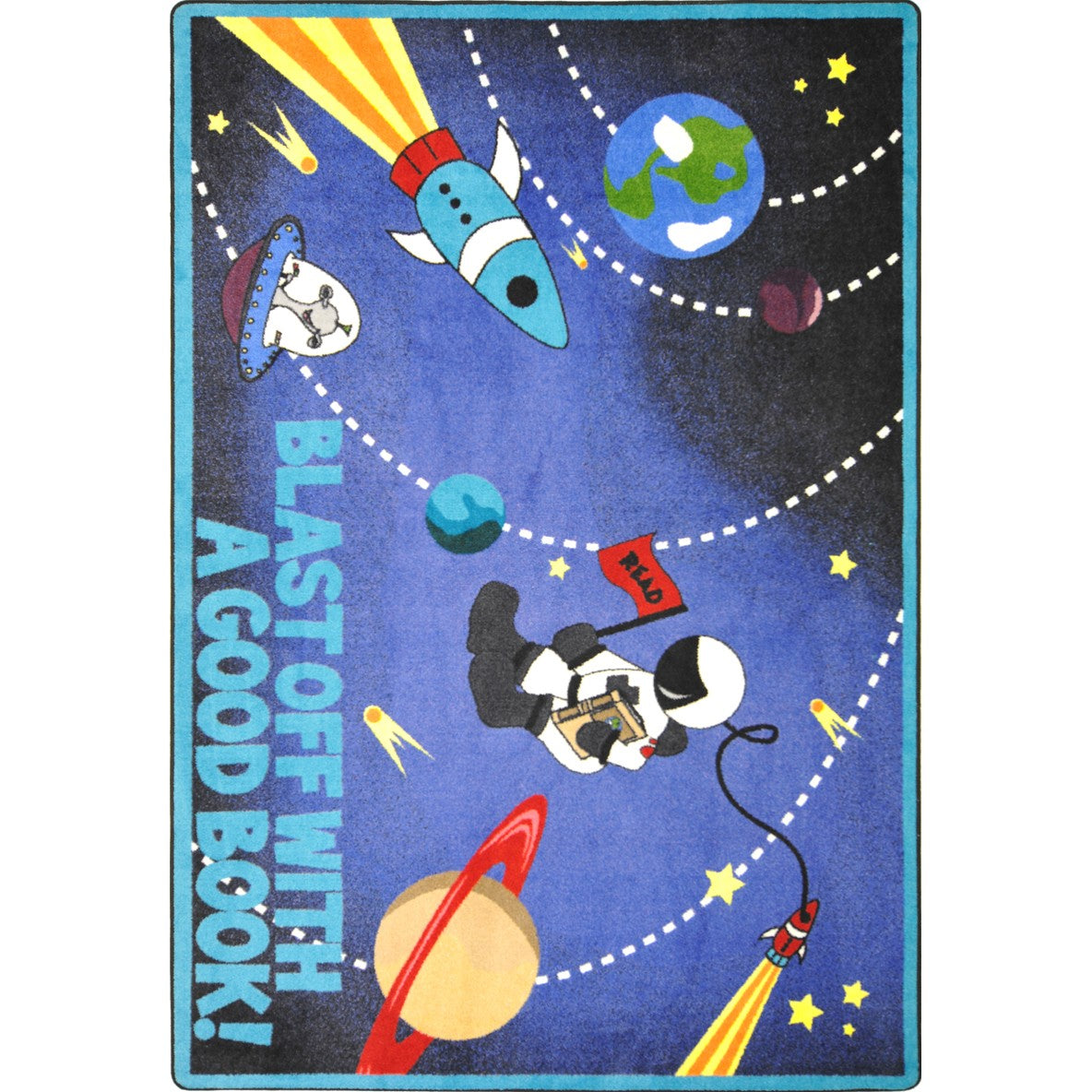 Blast Off With a Good Book 10'9" x 13'2" area rug in color Multi
