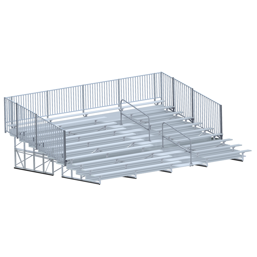 Bleacher - 27 ft. (10 Row - Double Foot Plank with Guard Rail & Aisle) - Enclosed