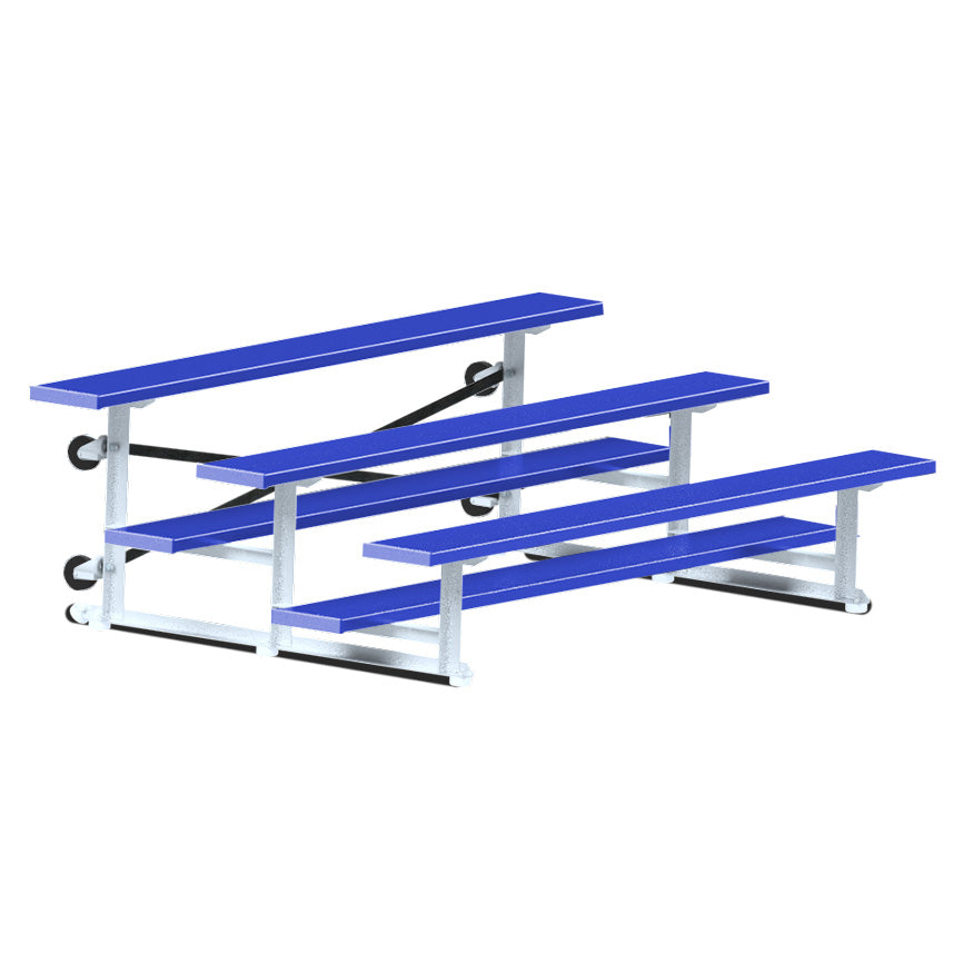 Bleacher - 7-1/2 ft. (3 Row - Single Foot Plank) - Tip & Roll  (Powder Coated)