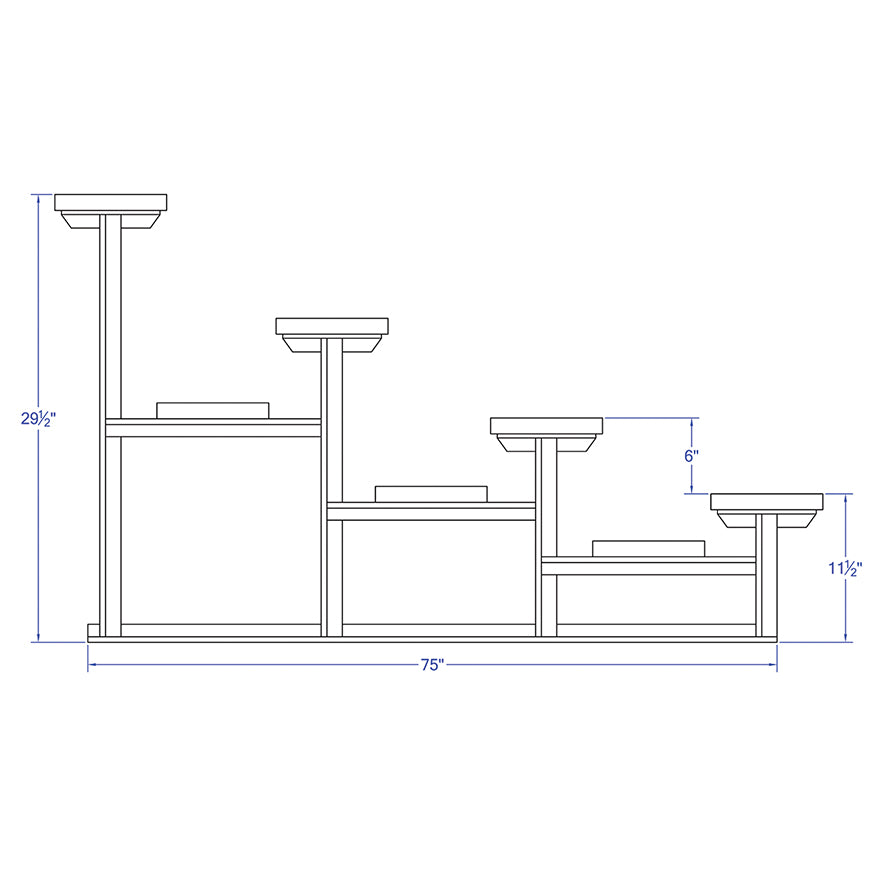 Bleacher - 21 ft. (4 Row - Single Foot Plank) - Standard, Outdoor  (Powder Coated)