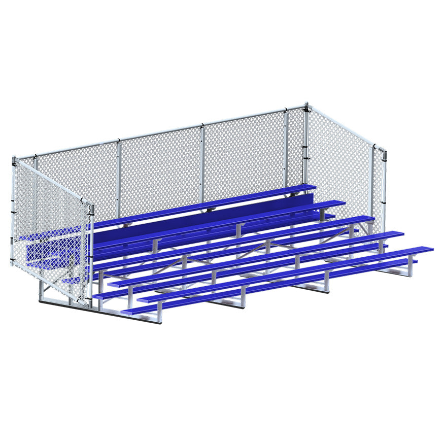 Bleacher - 21 ft. (5 Row - Single Foot Plank with Chain Link Rail) - Enclosed  (Powder Coated)