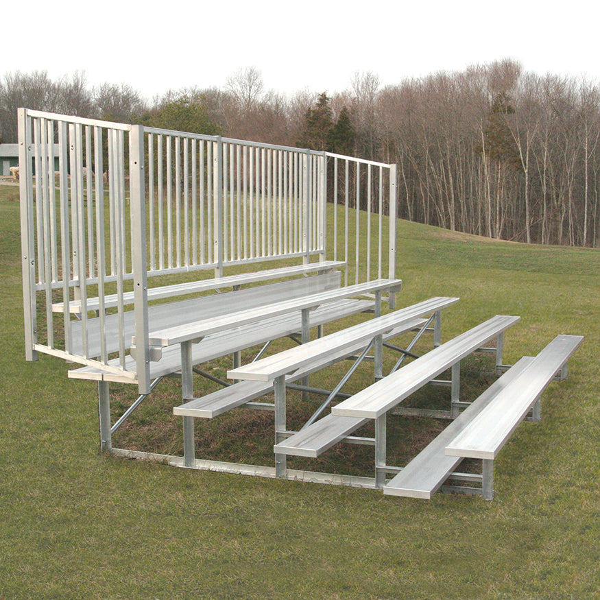 Bleacher - 15 ft. (5 Row - Single Foot Plank, with Guard Rail) - Enclosed  (Powder Coated)