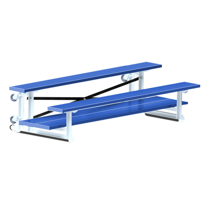Bleacher - 7-1/2 ft. (2 Row - Double Foot Plank) - Tip & Roll  (Powder Coated)